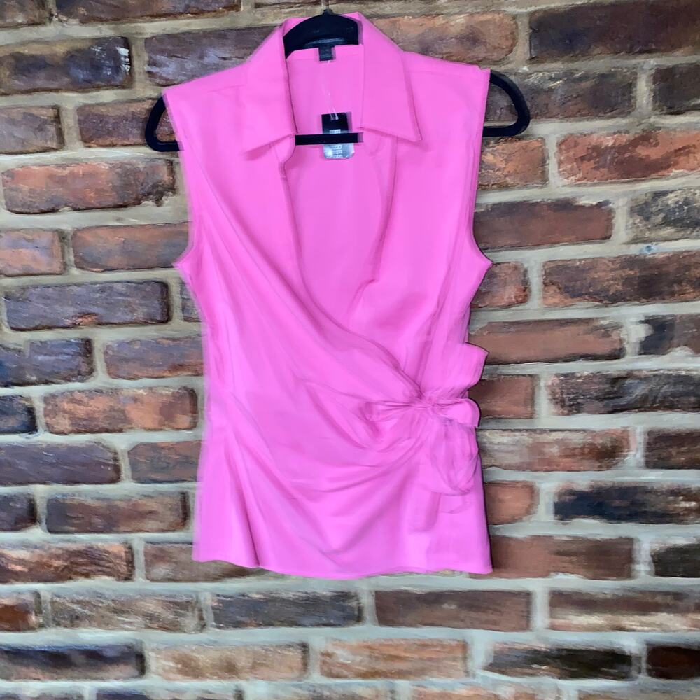NWT Express Pink Sleeveless Tie Waist Wrap Blouse Top Women's Size Medium